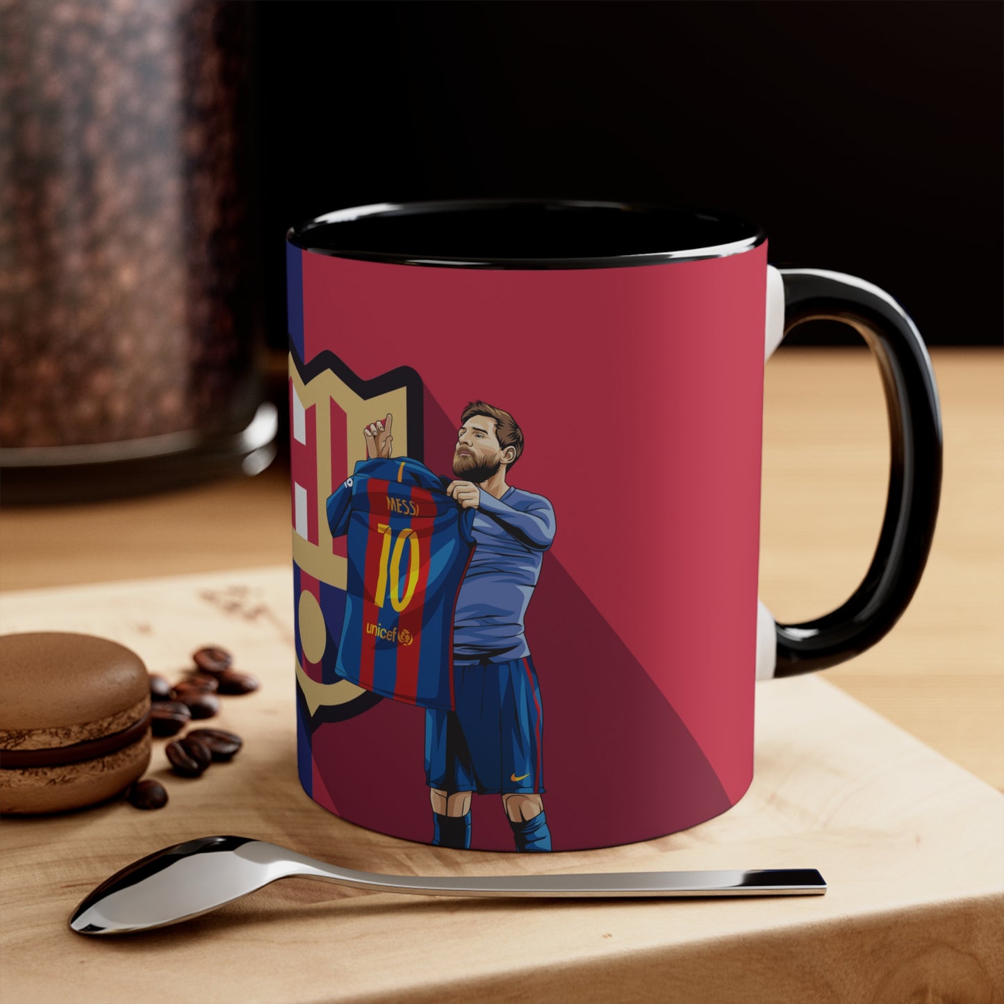 El Clasico Iconic Messi Celebration Accent Coffee Mug, 11oz