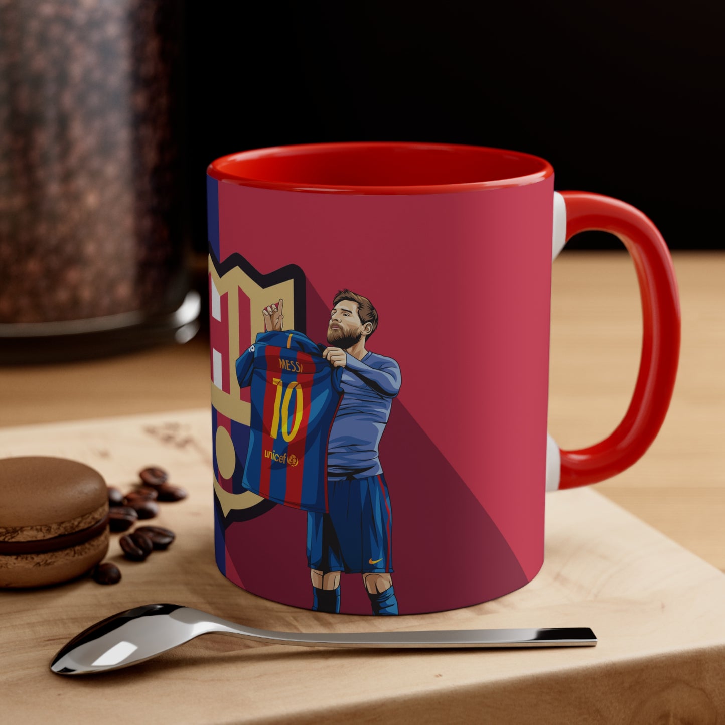 El Clasico Iconic Messi Celebration Accent Coffee Mug, 11oz