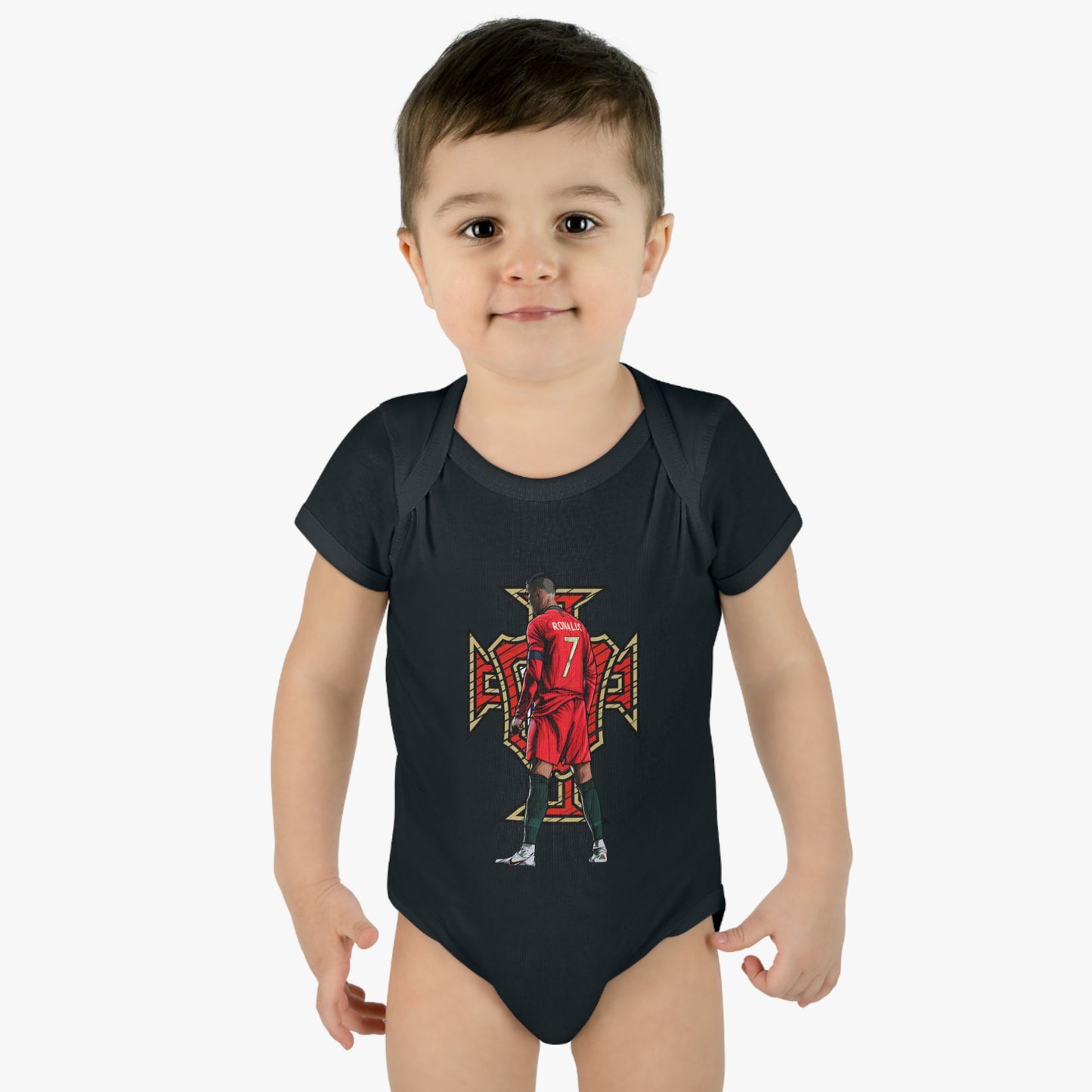CR7 Free Kick Pose Portugal Logo Infant Baby Rib Bodysuit
