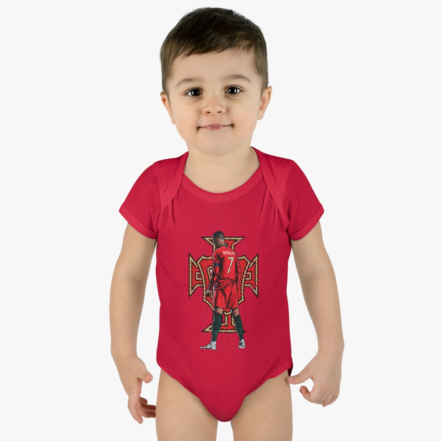 CR7 Free Kick Pose Portugal Logo Infant Baby Rib Bodysuit