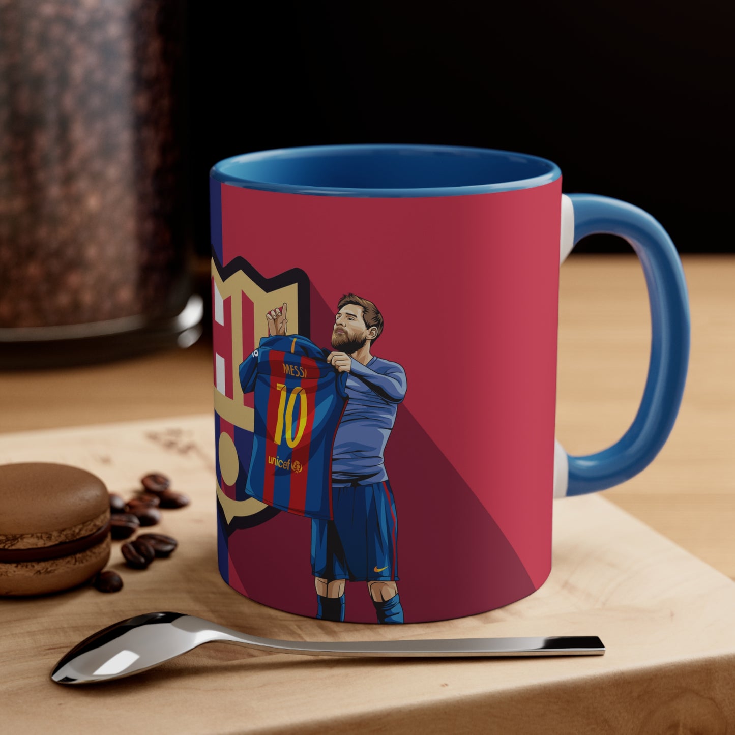 El Clasico Iconic Messi Celebration Accent Coffee Mug, 11oz