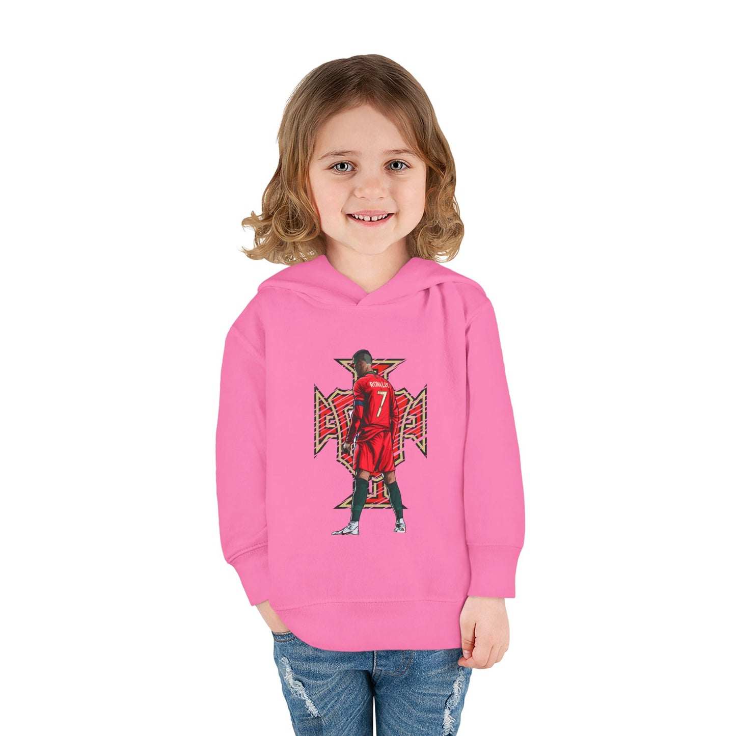 Toddler Hoodie - Red Soccer Player Graphic Pullover (Number 7)