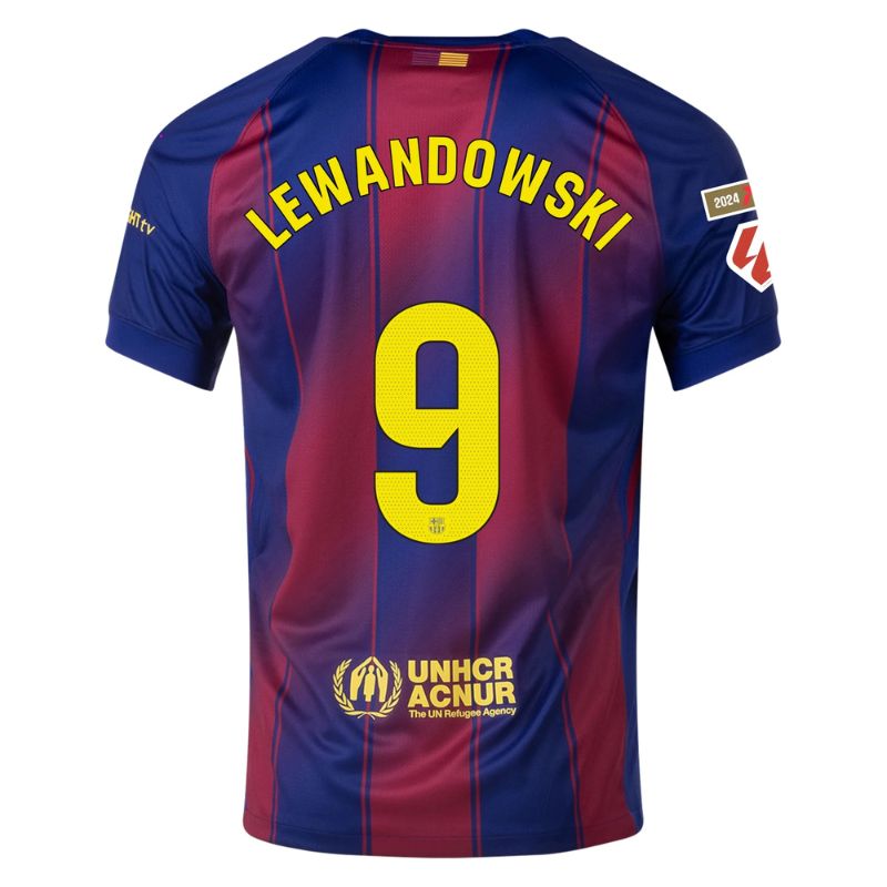FC Barcelona 2025/26 Home Jersey Lewandowski #9 - Blue/Red back