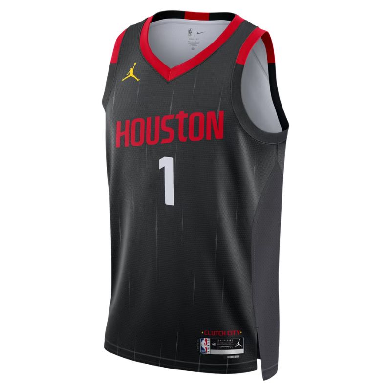 Houston Rockets Black Statement Edition Jersey Amen Thompson #1 front