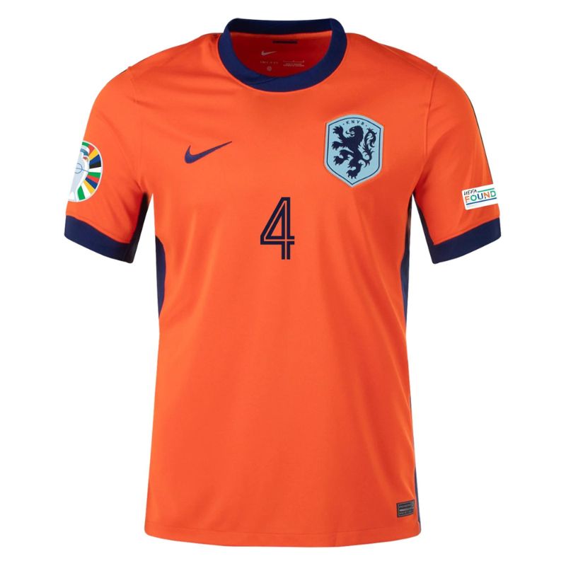 Netherlands 2024 Home Jersey Virgil #4 front