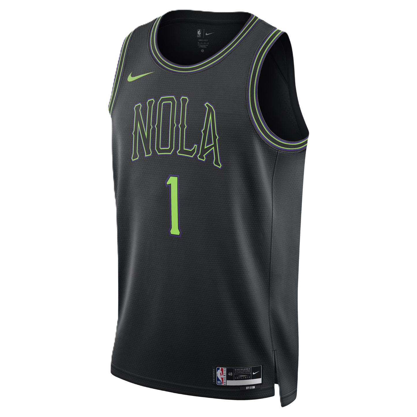 New Orleans Pelicans Black 2025-2026 City Edition Jersey Zion Williamson #1