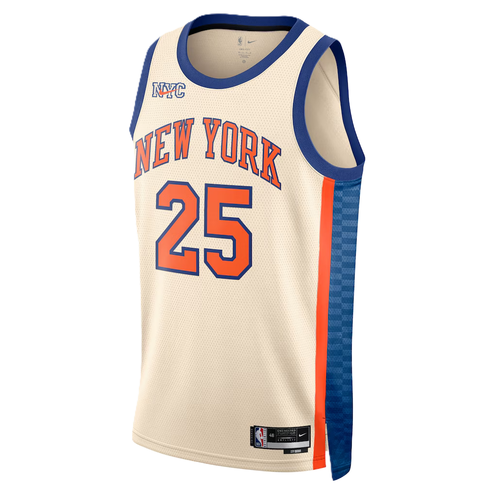 New York Knicks White 2025-2026 City Edition Jersey Mikal Bridges #25