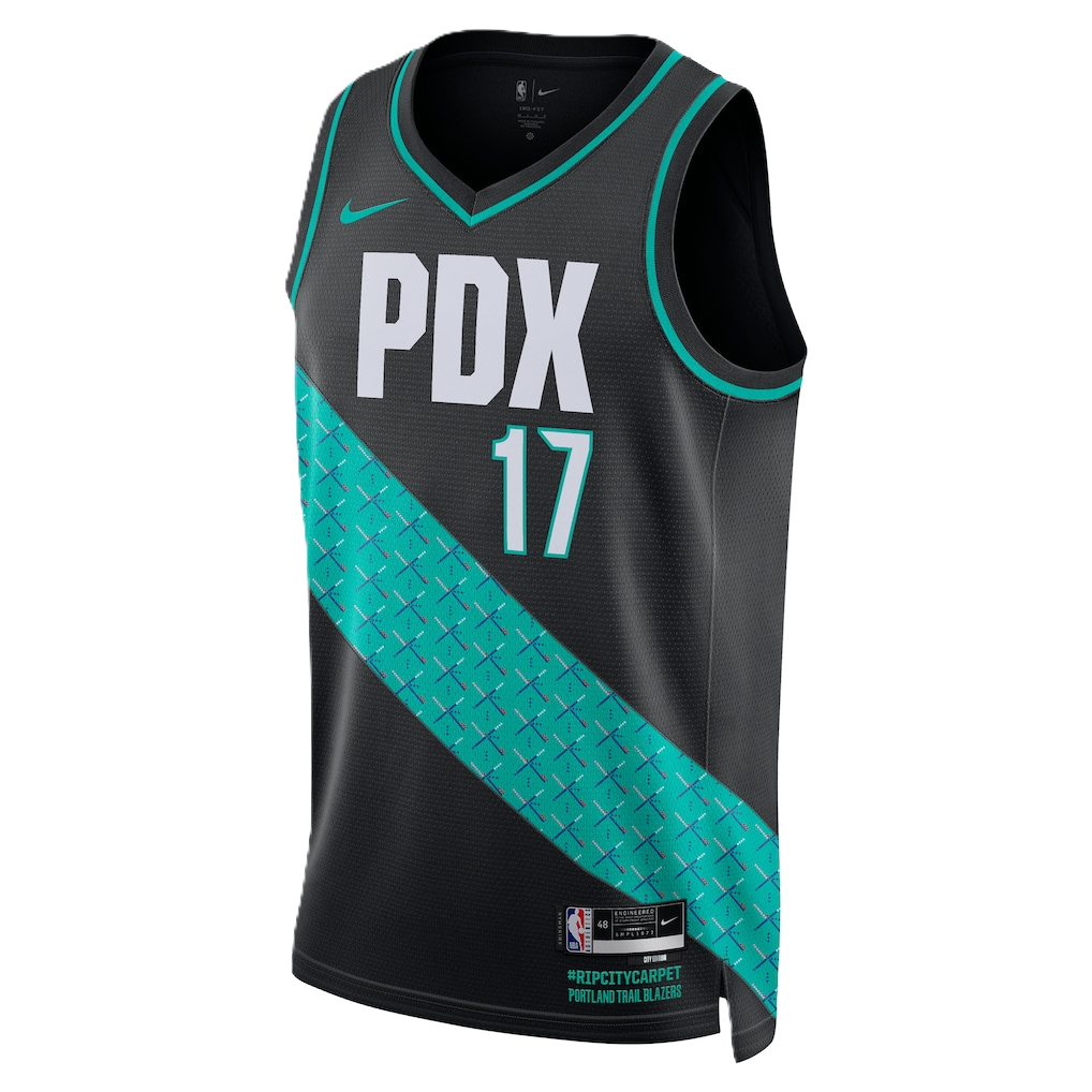Portland Trail Blazers Black 2025-2026 City Edition Jersey Shaedon Sharpe #17