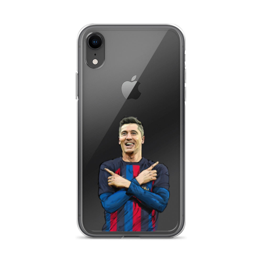 Lewandowski Goal Celebration Barca Clear Case for iPhone® - The 90+ Minute