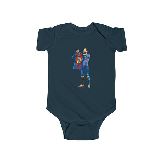 El Clasico Iconic Messi Celebration Baby Fine Jersey Onesie