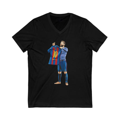 El Clasico Iconic Messi Celebration Unisex Jersey Short Sleeve V-Neck Tee