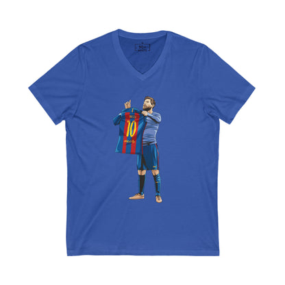 El Clasico Iconic Messi Celebration Unisex Jersey Short Sleeve V-Neck Tee