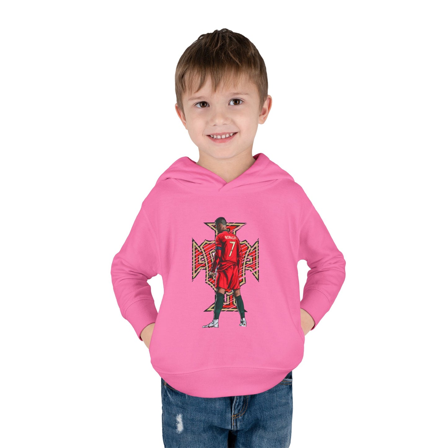 Toddler Hoodie - Red Soccer Player Graphic Pullover (Number 7)