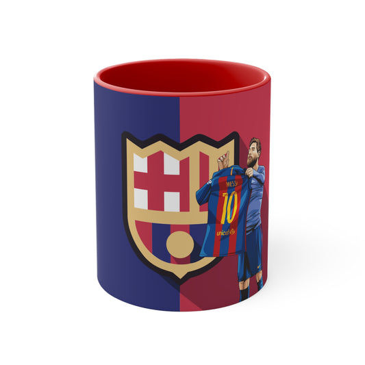 El Clasico Iconic Messi Celebration Accent Coffee Mug, 11oz