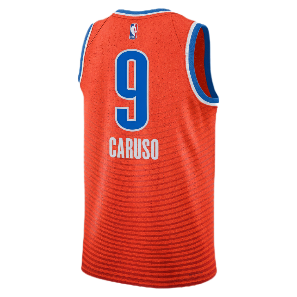 Alex Caruso Jersey, OKC Thunder Statement Edition, Orange Basketball Jersey, Caruso #9, Jordan Brand, OKC Fan Gear.