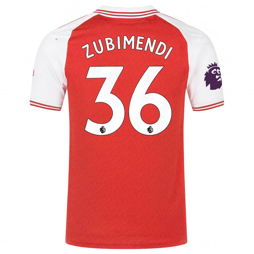 Red sports jersey with 'Zubimendi' and number '36' on a white background