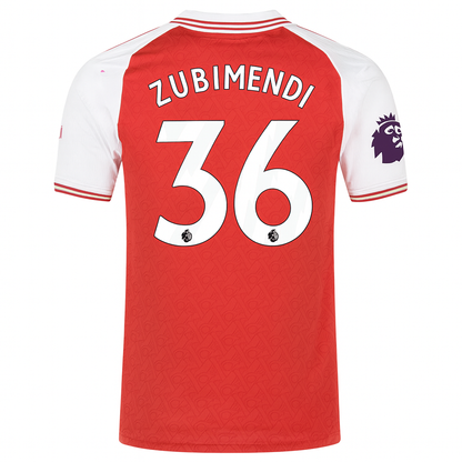 Red sports jersey with 'Zubimendi' and number '36' on a white background