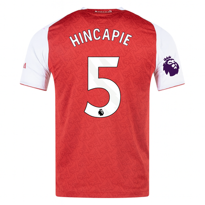 Red soccer jersey with 'Hincapie' and number '5', featuring arsenal logo 
