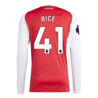 Arsenal 25/26 Long Sleeve Home Jersey Declan Rice #41