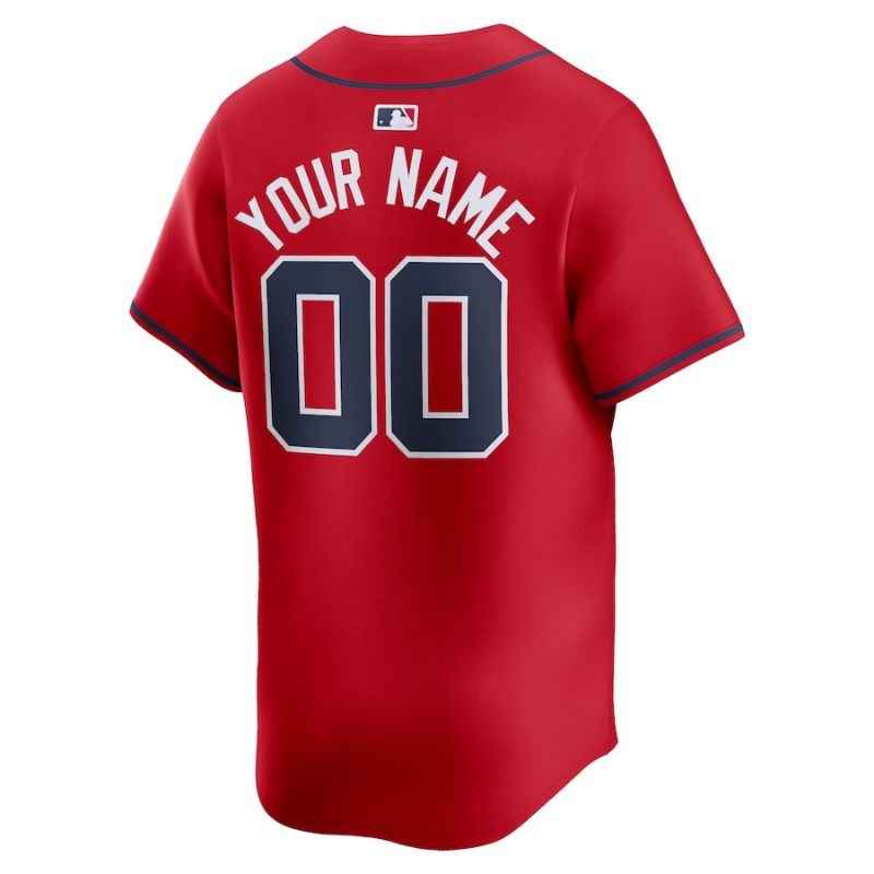 Atlanta Braves Red Custom Jersey back