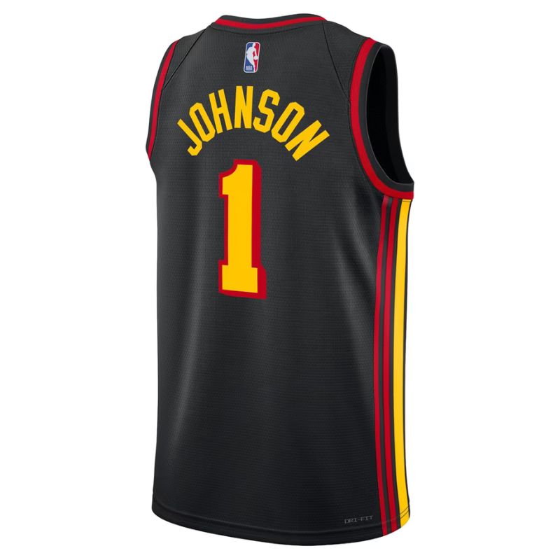 Atlanta Hawks Black 2026-2027 Statement Edition Jersey Jalen Johnson #1 back
