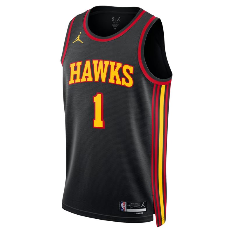 Atlanta Hawks Black 2026-2027 Statement Edition Jersey Jalen Johnson #1 front