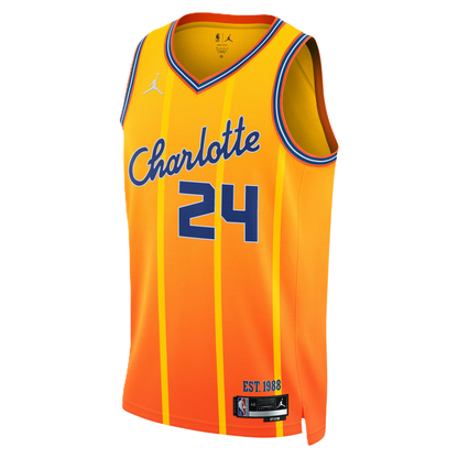 Charlotte Hornets Gold 2025-2026 City Edition Jersey Brandon Miller #24