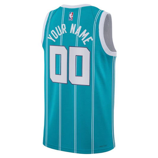 Charlotte Hornets Teal Icon Edition Jersey Custom back