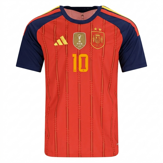 Spain 2026 Home Jersey Dani Olmo #10  - 2 Stars