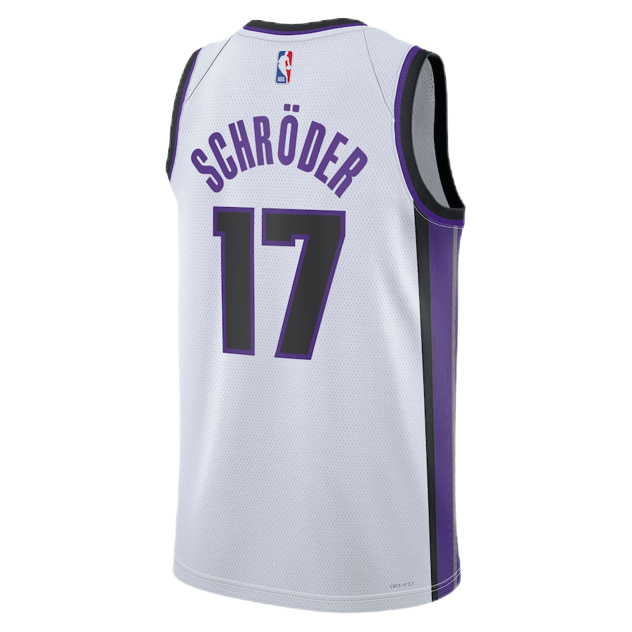 Dennis Schröder Kings White Association Jersey, Schröder White Jersey #17, Sacramento Kings Home Jersey, Classic White Kings Uniform, NBA Performance Jersey Sleeveless 