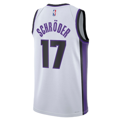 Dennis Schröder Kings White Association Jersey, Schröder White Jersey #17, Sacramento Kings Home Jersey, Classic White Kings Uniform, NBA Performance Jersey Sleeveless 