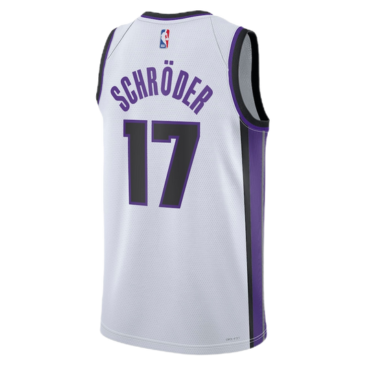 Dennis Schröder Kings White Association Jersey, Schröder White Jersey #17, Sacramento Kings Home Jersey, Classic White Kings Uniform, NBA Performance Jersey Sleeveless 