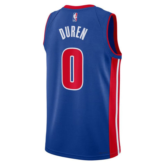 Detroit Pistons Blue Icon Jersey Jalen Duren #0 back