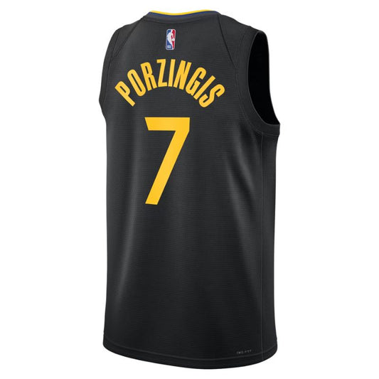 Golden State Warriors Black Statement Edition Jersey Kristaps Porziņģis #7 back