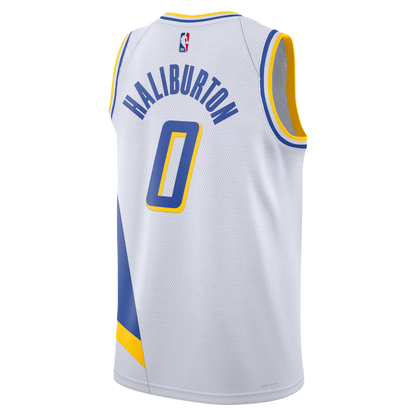 Indiana Pacers White 2025-2026 City Edition Jersey Tyrese Haliburton #0