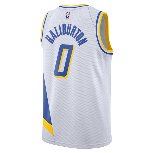 Indiana Pacers White 2025-2026 City Edition Jersey Tyrese Haliburton #0