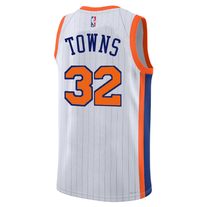 New York Knicks White 2025-2026 City Edition Jersey Karl-Anthony Towns #32