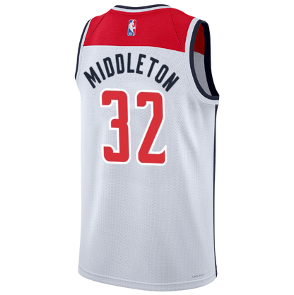 Khris Middleton #32 White Association Jersey, Wizards White Uniform, Association Edition NBA, Khris Middleton Washington Gear.