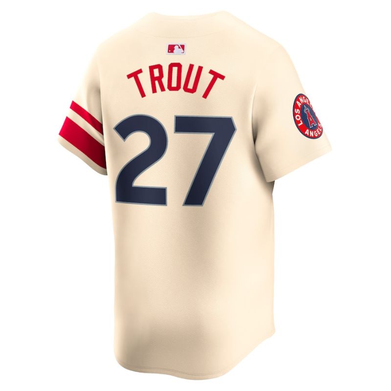 Los Angeles Angels Cream Jersey Trout #27 back