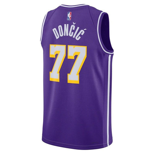 Los Angeles Lakers Purple Statement Edition Jersey Luka Dončić #77 back