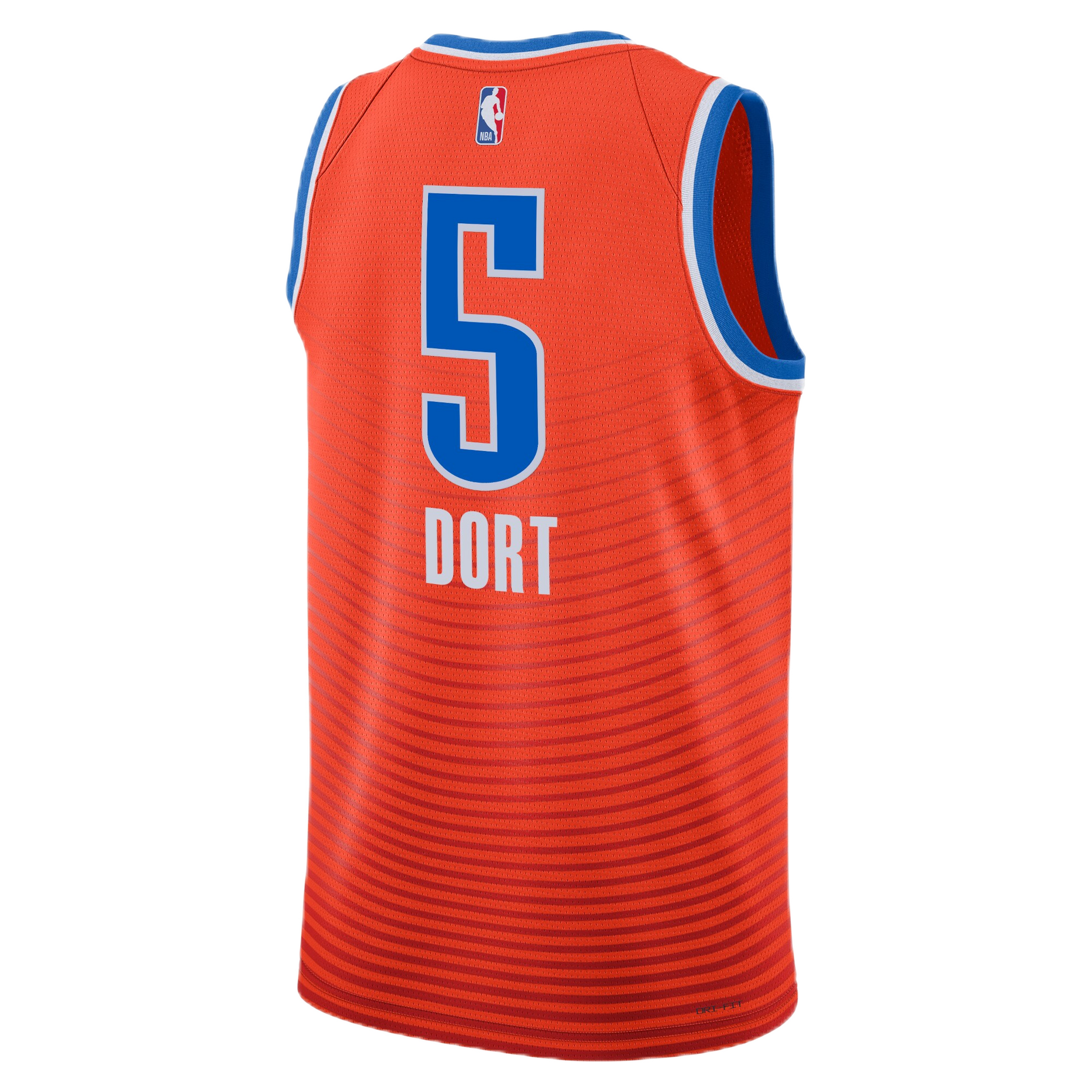 Luguentz Dort Jersey, OKC Thunder Statement Jersey, Orange Basketball Jersey, #5 Dort Jersey, Oklahoma City Thunder Statement Edition, Fan Gear, Statement Edition Swingman.