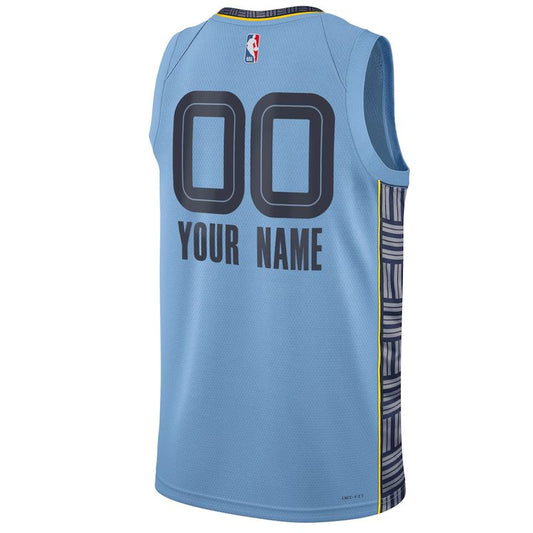Memphis Grizzlies Blue Statement Edition Jersey Custom back
