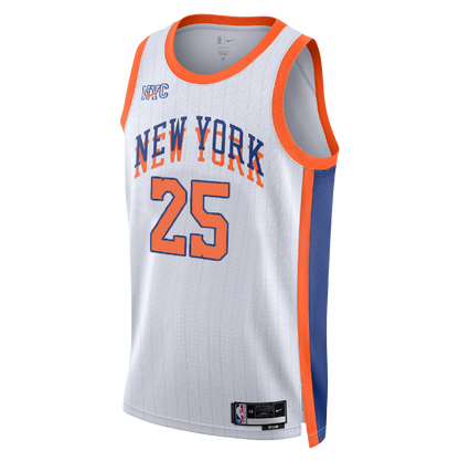 New York Knicks White 2025-2026 City Edition Jersey Mikal Bridges #25