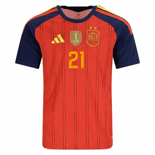 Spain 2026 Home Jersey Mikel Oyarzabal #21  - 2 Stars