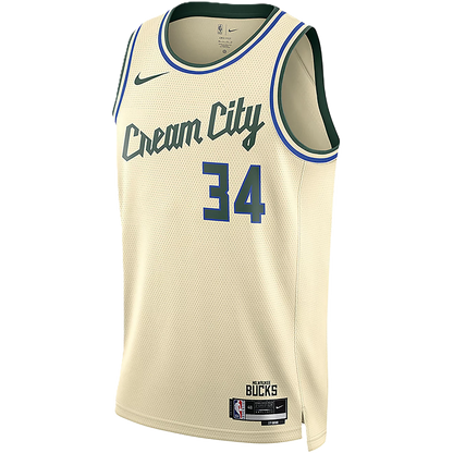 Milwaukee Bucks Cream 2025-2026 City Edition Jersey Giannis Antetokounmpo #34