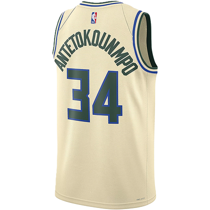 Milwaukee Bucks Cream 2025-2026 City Edition Jersey Giannis Antetokounmpo #34