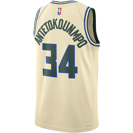 Milwaukee Bucks Cream 2025-2026 City Edition Jersey Giannis Antetokounmpo #34