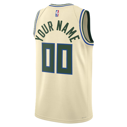 Milwaukee Bucks Cream 2025-2026 City Edition Jersey Custom