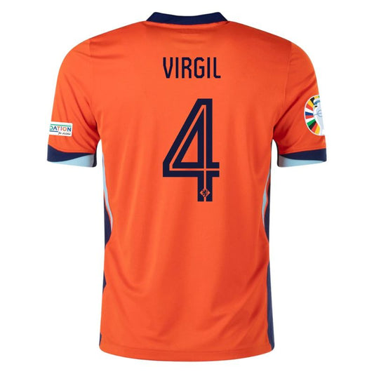 Netherlands 2024 Home Jersey Virgil #4 back