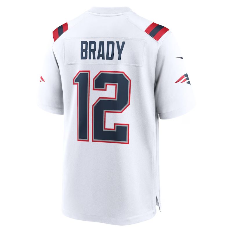 New England Patriots 24/25 White Tom Brady #12 back